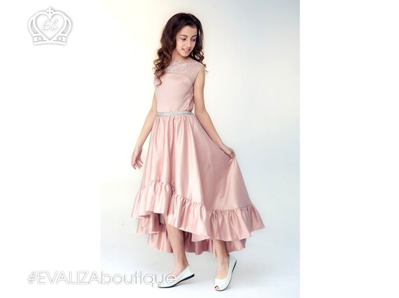 girls pink satin dress