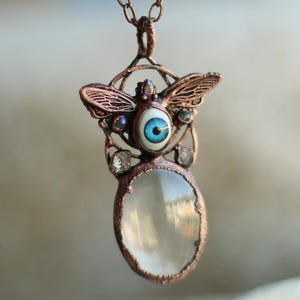 Collana con lente d&#39;ingrandimento elettroformata, ciondolo grande falena, lente d&#39;ingrandimento, collana con occhio malvagio, ciondolo LOUPE, regalo utile, ciondolo con lente d&#39;ingrandimento