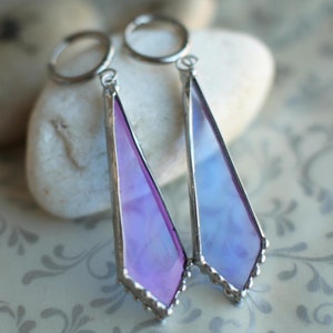 Blue transparent earrings, Blue  minimalist earring, Suncatcher sparkle earrings, Stained glass earrings, Sun-Reflacted earrings