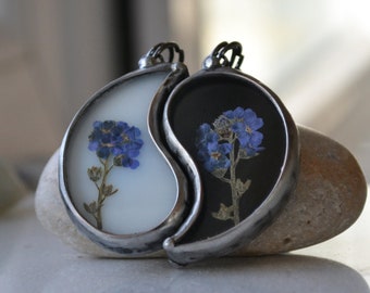 Best friend necklace, Forget me nots pendant, Yin Yang necklaces, Friendship necklace for 2, Sister necklaces, Set necklaces, Mother gift