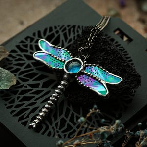 Natur inspiriert Libelle Anhänger, Fantasy Garten Geschenk für Wildtier-Liebhaber, Suncatcher Fairy Core Halskette