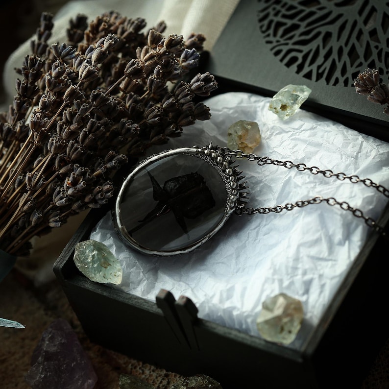 Black rose necklace, Black Flower Necklace, Gothic Necklace, Halloween necklace, Floral vintage jewelry, Flower necklace, Witchy pendant image 16