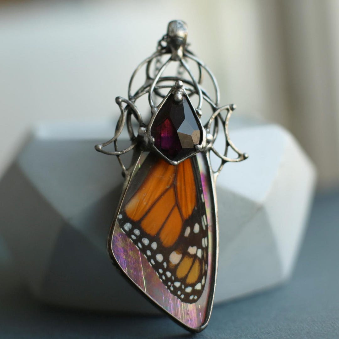 Moth Friend Monarch Butterfly Necklace, Preserved Butterfly Pendant, Moth Pendant ...