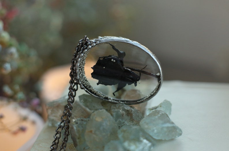 Black rose necklace, Black Flower Necklace, Gothic Necklace, Halloween necklace, Floral vintage jewelry, Flower necklace, Witchy pendant image 11