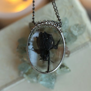 Black rose necklace, Black Flower Necklace, Gothic Necklace, Halloween necklace, Floral vintage jewelry, Flower necklace, Witchy pendant image 17