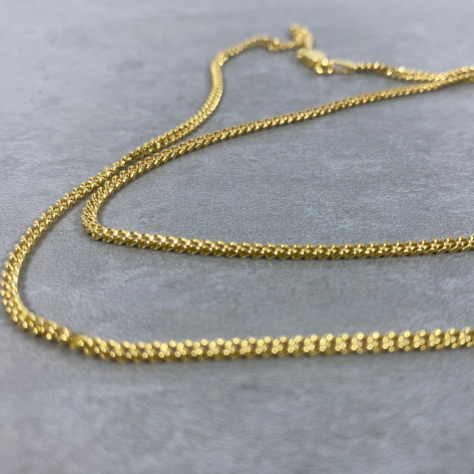 Gold Cable Chain Necklace 2mm 925 Sterling Silver 18K Etsy UK