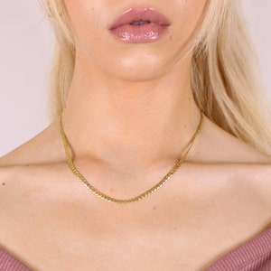 Gold Chain Necklace - 3mm Curb Chain - 18K Gold Plated Sterling Silver