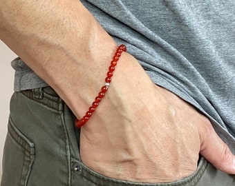 Mini Red 'Fire' Agate Gemstone 4mm Energy Bracelet - Stone of Stability