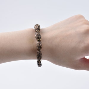 RARE Natural Vietnam Agarwood Beaded Bracelet with Smokey Quartz