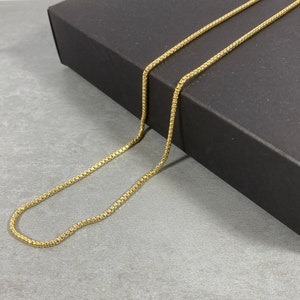 925 Sterling Silver Box Chain Necklace - 18K Gold Plate - 1.9mm Wide