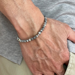 Mini Bracelet Perle de Jaspe Gris 4mm