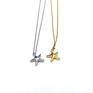 Starfish Pendant Necklace - Sterling Silver Starfish, Beach, Ocean
