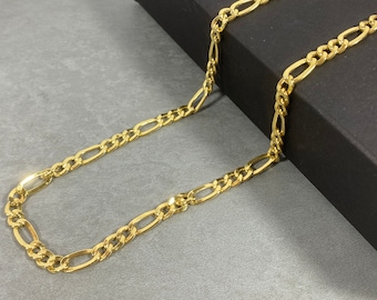 Colar Figaro em Ouro 18K - 5,5mm - Prata Esterlina 925