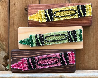 Arte con crayones, regalo para maestros de madera teñida, decoración para el aula