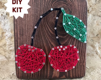 Kit de arte con cuerdas de cereza, letrero de madera DIY, decoración de verano