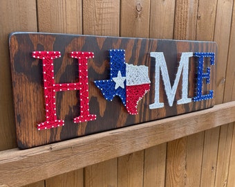 Texas String Art, Nursery Decor, Custom Home State Sign, New House Sign, Housewarming Gift First Home, Wooden Texas Flag, Lone Star Decor