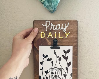 Religious String Art, Prayer Card Holder, Scripture Wall Art, Bible Verse Memory, Pray Daily, Gift of Faith, Spiritual Decor, Dwell