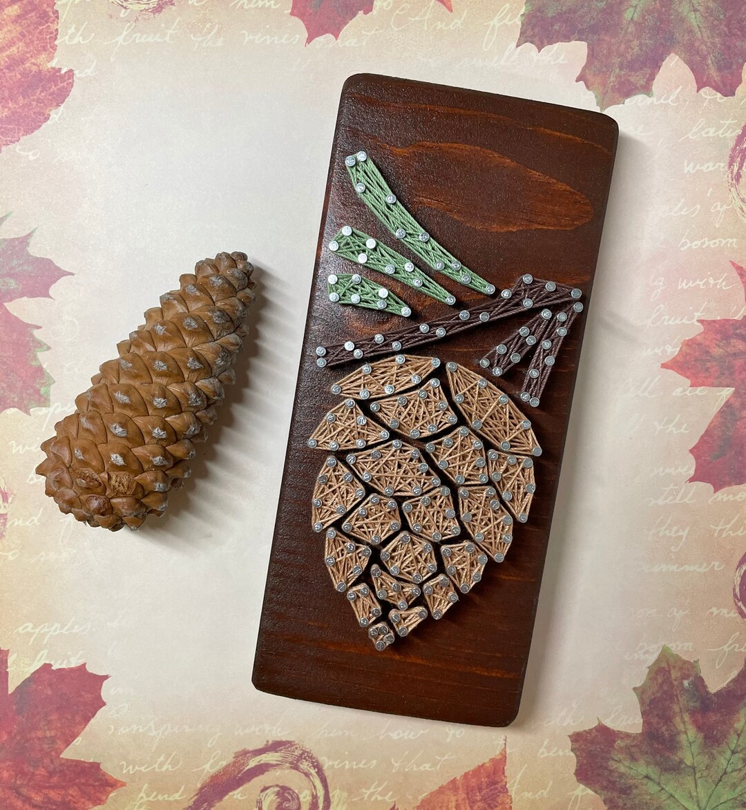 Pine Cone String Art, Pine Cone Sign, Nature Inspired, Conifer Art ...