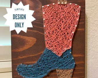Patrón de bota de vaquero con hilo, decoración vaquera DIY (patrón digital)