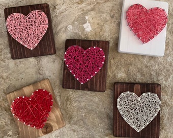 Heart String Art, Valentine Gifts for Kids, Love Sign, Heart Gifts, String and Nail Art, Wooden String Art Heart, Gift For Her, Gift of Love