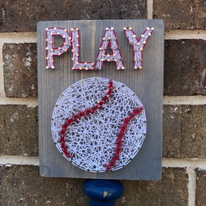 Baseball String Art, Baseball Signs on Wood, Play Ball Sign, Birthday Party Decor, Signs for Birthday, Sports Decor, Signs for Game Room