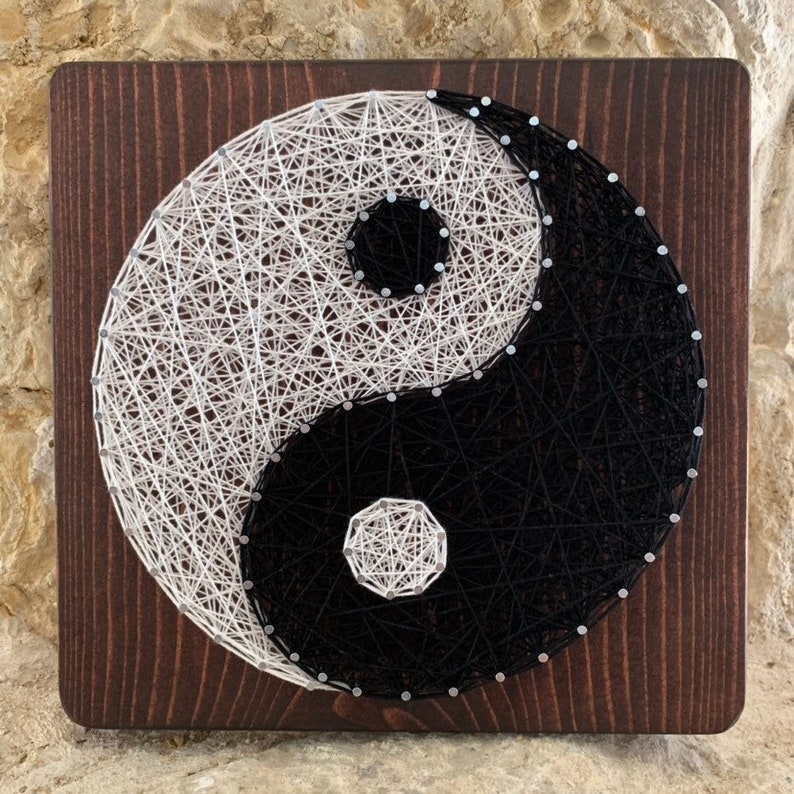 Yin Yang String Art Black and White Wall Art Couples Gift