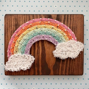 Rainbow String Art, Sign for Nursery, Rainbow Baby Gift, Room Decor for Wall, Children's Room Art, Rainbow and Clouds, Colorful Home Decor pastel colors