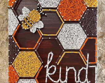 Honeycomb String Art, Bee Hive Sign, Bee Lovers Gift, Bee Keeper Sign, Be Kind Design, Bee Collection, Bumble Bee Decor, Gifts Under 55