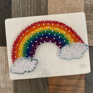 Rainbow String Art, Sign for Nursery, Rainbow Baby Gift, Room Decor for Wall, Children's Room Art, Rainbow and Clouds, Colorful Home Decor image 7