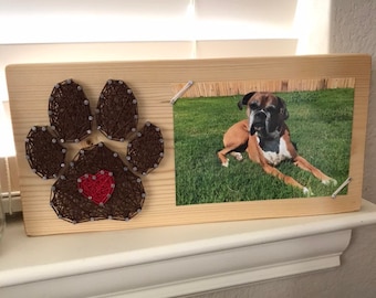 Arte con cuerdas con huellas de patas, marco de fotos para perros, regalo conmemorativo para mascotas