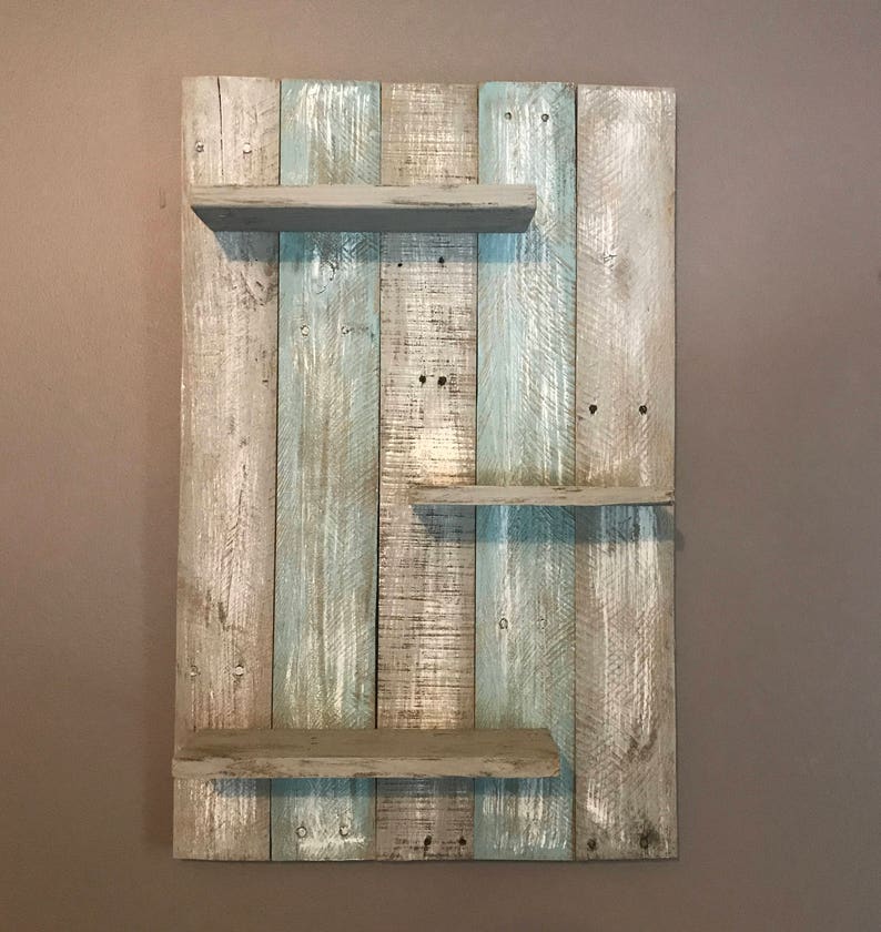 Teal and gray wall shelf wall shelf wall decor pallet Etsy