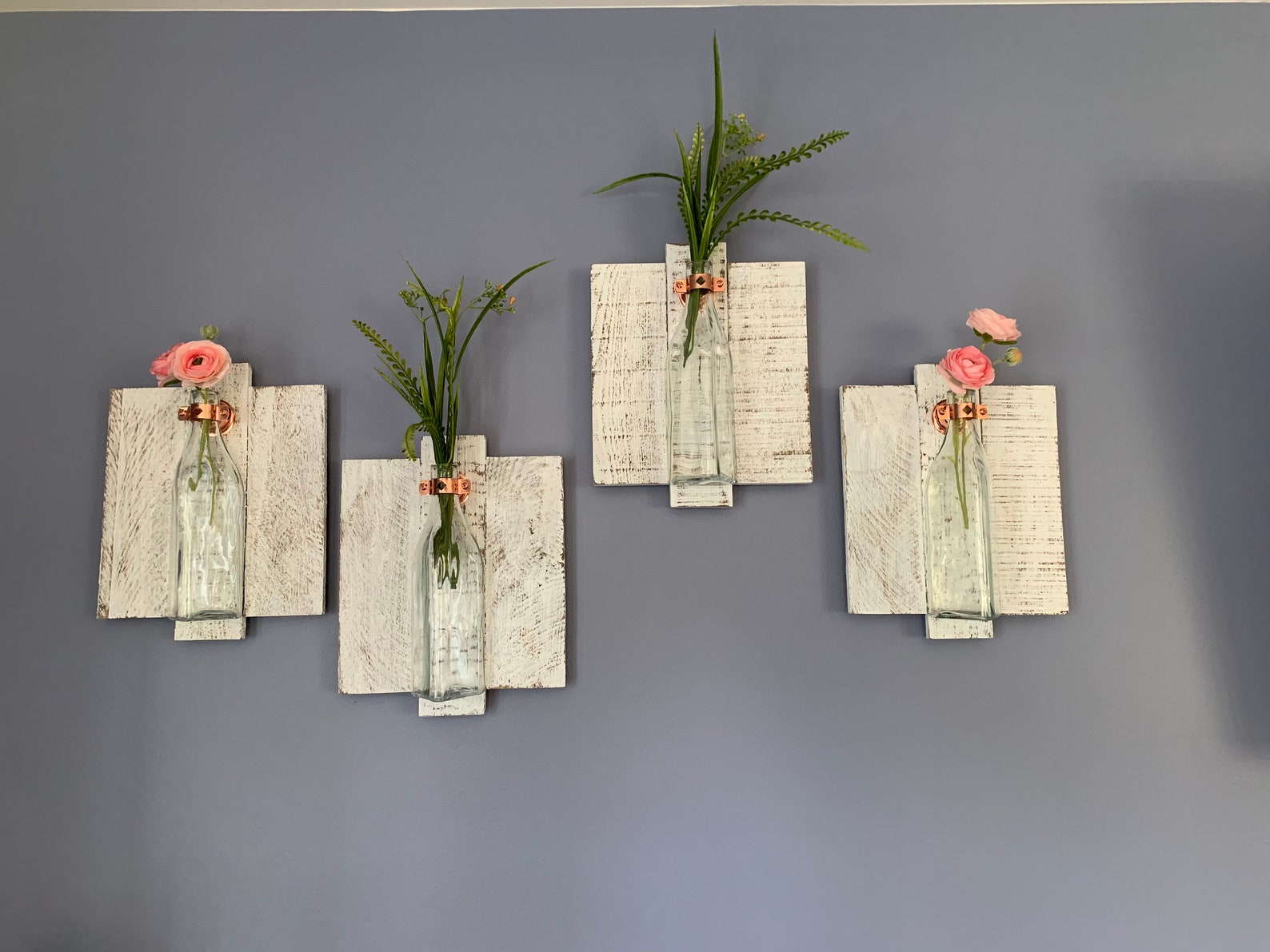 Set of 2 Rustic Wall Vases Wall Decor Pallet Wall Vases Etsy