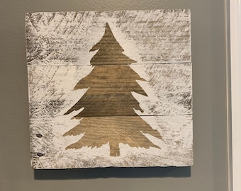 Árbol de Navidad, letrero de pared de árbol de Navidad, decoración de pared de árbol de Navidad, letrero de Navidad, decoración de palets, decoración de pared de palets, letrero de pared