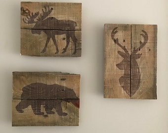 Arte mural de vida salvaje, arte mural de ciervos, arte de ciervos, arte de osos, arte mural de osos, arte mural de alces, arte de alces