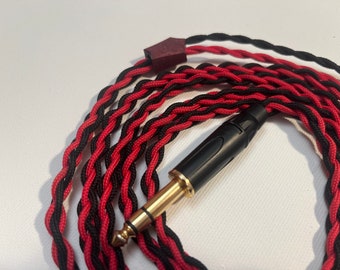 Yarara - custom 4 strand headphone cable - black and red 6.3mm TRS + 3.5mm jack