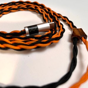 Yarara - custom 4 strand headphone cable - black and orange USB-C 3.5mm TRS