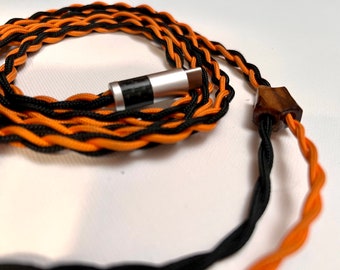 Yarara - custom 4 strand headphone cable - black and orange USB-C 3.5mm TRS