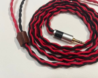 Yarara - custom 4 strand headphone cable - black and red 3.5mm TRS