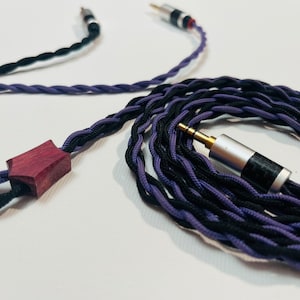 Yarara - aangepaste 4 strengen hoofdtelefoonkabel - zwart en violet 3,5 mm TRS