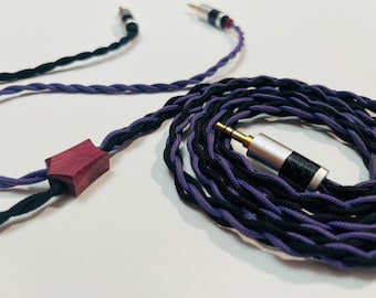 Yarara - custom 4 strand headphone cable - black and violet 3.5mm TRS