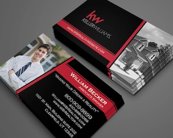 Keller Williams  Business Card Design - Century21 - Coldwell Banker - Real Estate - Custom Design