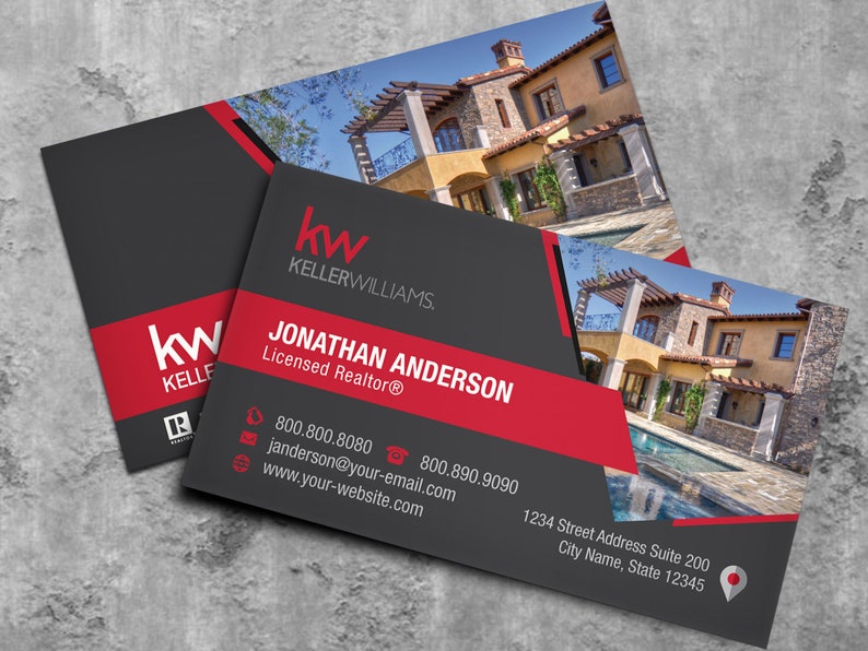 Keller Williams Business Card Real Estate Business Card Etsy