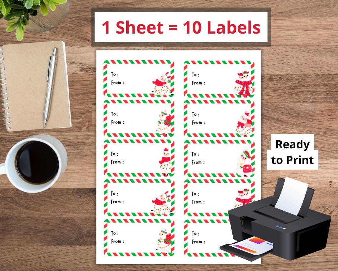 Printable Llama Christmas Labels