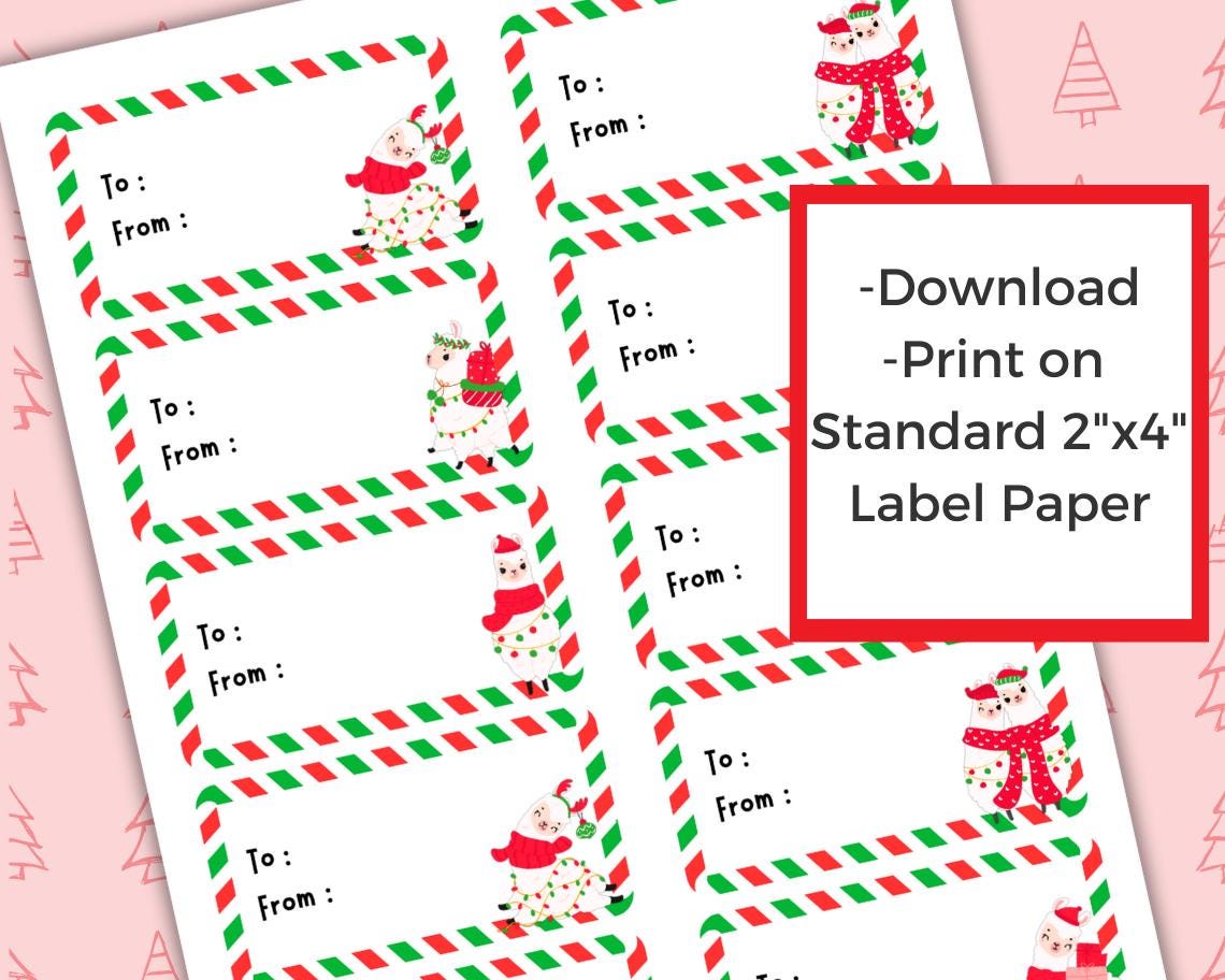 Christmas Llamas Gift Labels, Printable 2" X 4" Gift Labels, Christmas ...