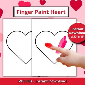 Blank Heart | Finger Paint Valentines Heart | Printable Valentines Crafts for Kids