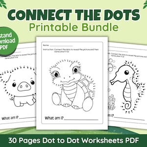 Connect the Dots Printable Bundle | Dot-to-dot Worksheet for Kids | Printable Dot-to-Dot Games for Kids | Connect the Dots Activity Sheets