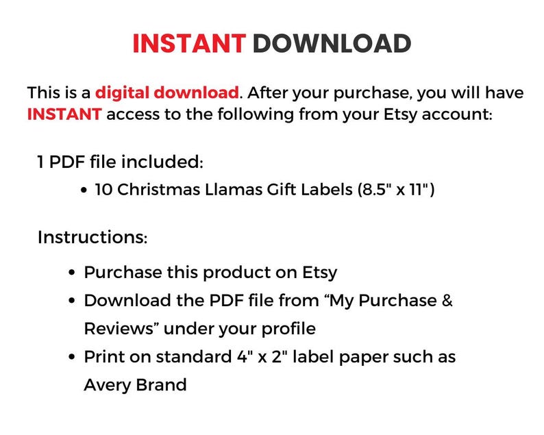 Christmas Llamas Gift Labels, Printable 2" X 4" Gift Labels, Christmas ...