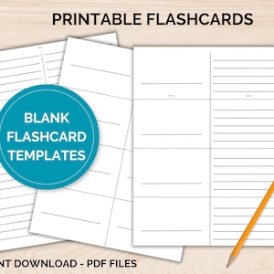 Blank Flashcards, Printable Flashcards PDF Files, DIY Flashcards