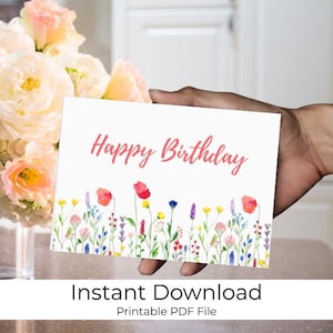 Happy Birthday Card Flowers | Wildflowers Birthday Card