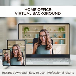 Beachy Home Office Virtual Meeting Background, Zoom Background, Coastal Digital Backdrop, Tropical Work from Home Decor, Ocean Theme Office